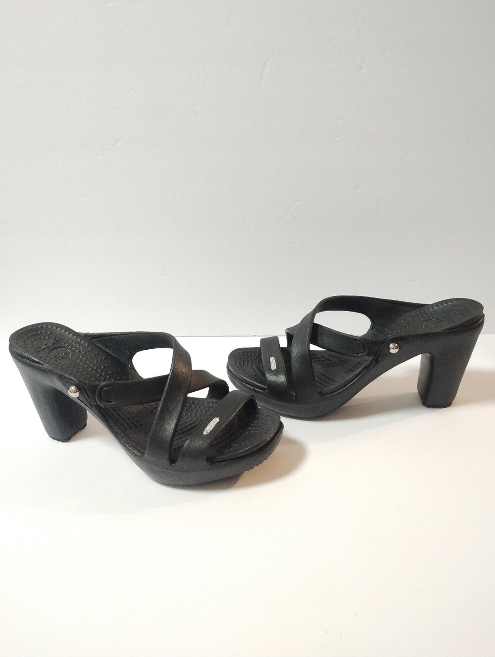 Crocs Cyprus IV High Heel Sandals Women 6 Black Strappy Platform Y2K Gorpcore